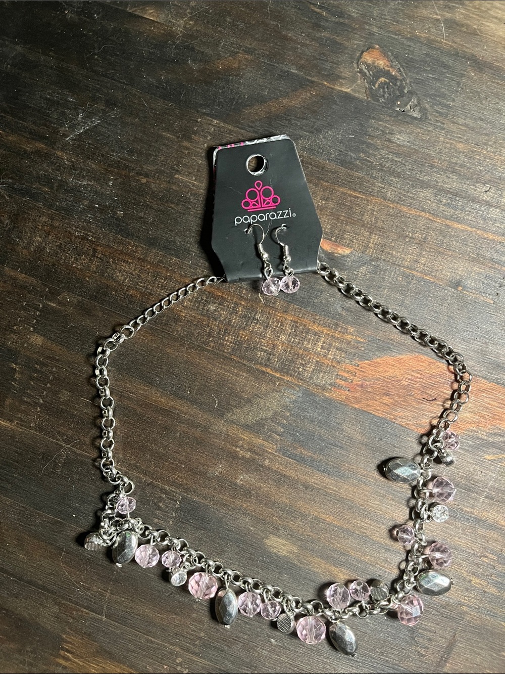 ⭐️3/$15⭐️ paparazzi Necklace with Pale Pink Crystal Charms w/ matching earrings